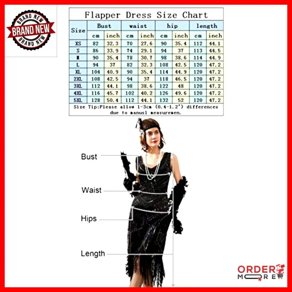 1920s Flapper Sequin Beaded Cocktail Dress Set with Accessories